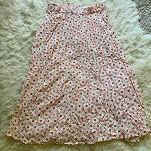 MANGO 🌸🌼 Midi Skirt Pink and White Daisy Floral